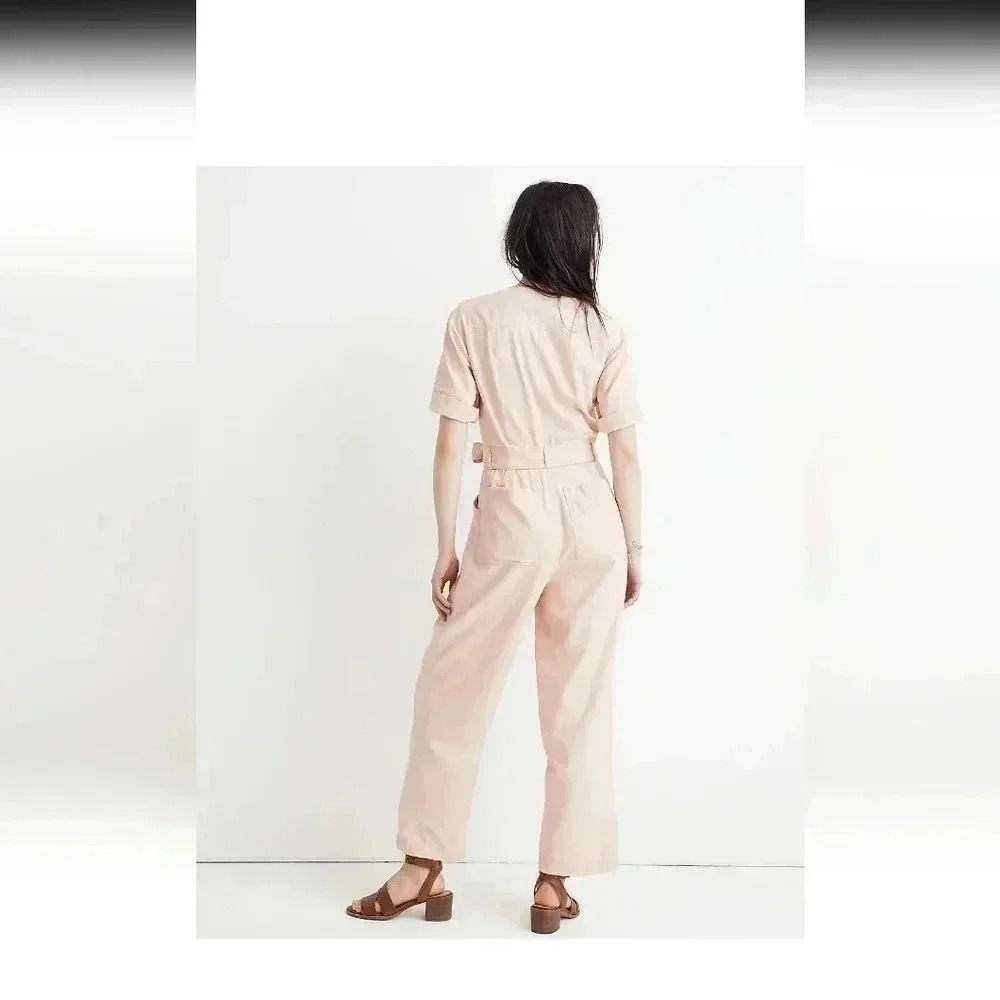 Madewell Top-Stitched Coverall cropped Jumpsuit - Picture 3 of 6